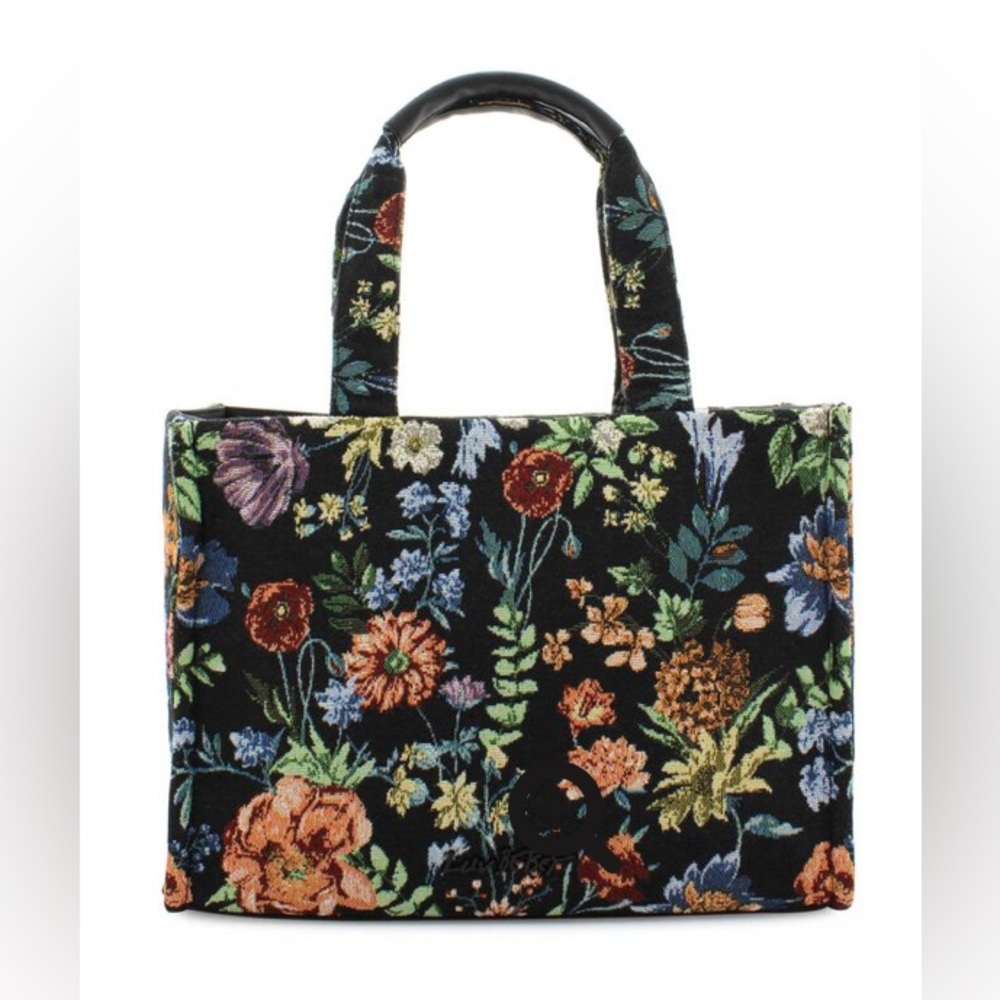 NWT BETSEY JOHNSON STUNNING FLORAL TAPESTRY BAG W/ AWESOME METAL LOGO! - Picture 8 of 8
